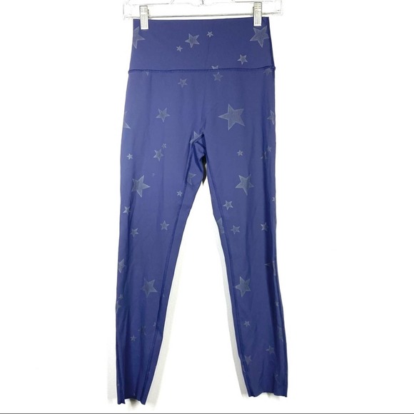 AERIE Star Print Leggings American Eagle Blue White Workout Yoga Loungewear M - Picture 1 of 5